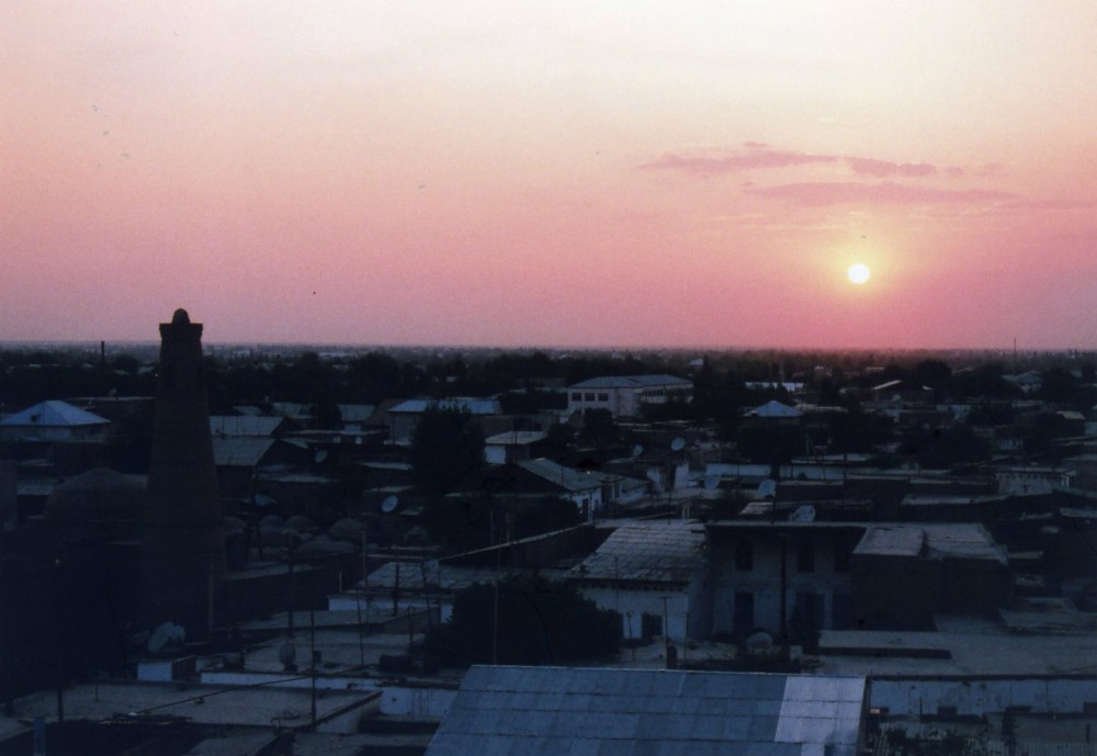アクシェイフ・ババの見張り台から眺めるイチャン・カラの夕景【ウズベキスタン（ヒヴァ）】