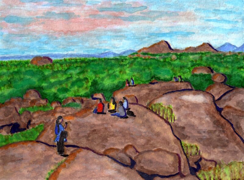 岩山のサンセット（インド・ハンピ）