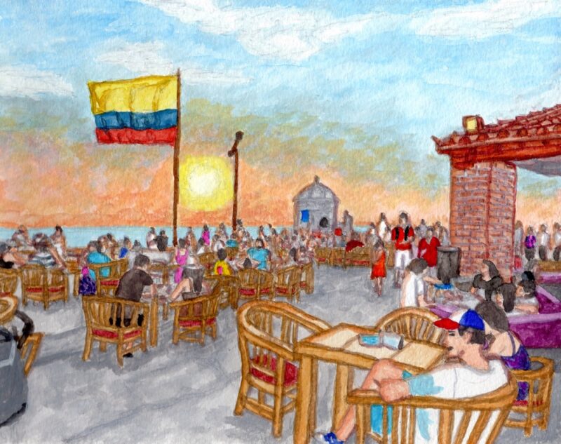 城壁の上のレストラン（コロンビア・カルタヘナ）