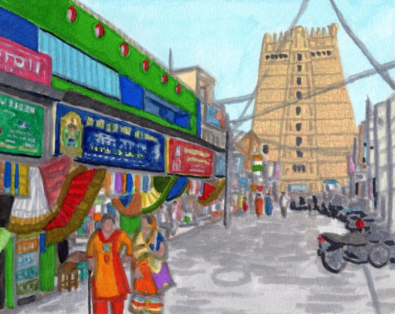 寺院の参道（インド・マドゥライ）