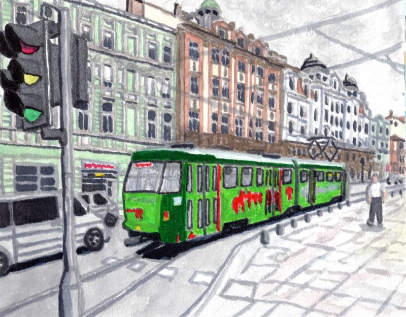 旧市街とトラム（ボスニア・サラエボ）