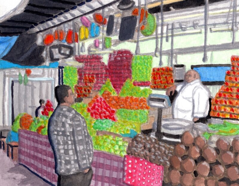 マーケットの野菜売り（インド・マイソール）