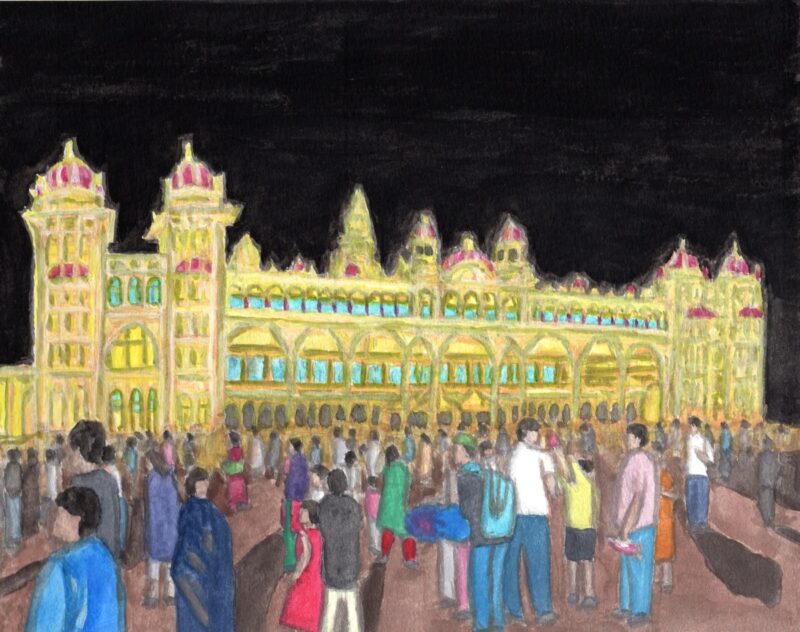 夜の宮殿（インド・マイソール）